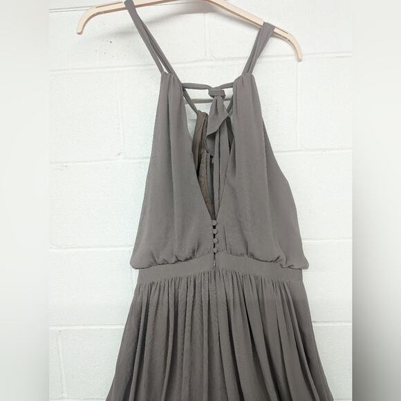 New plus SZ 20W bridesmaid WATTERS Fleurette design halter a-line sandstone gray - Picture 5 of 6